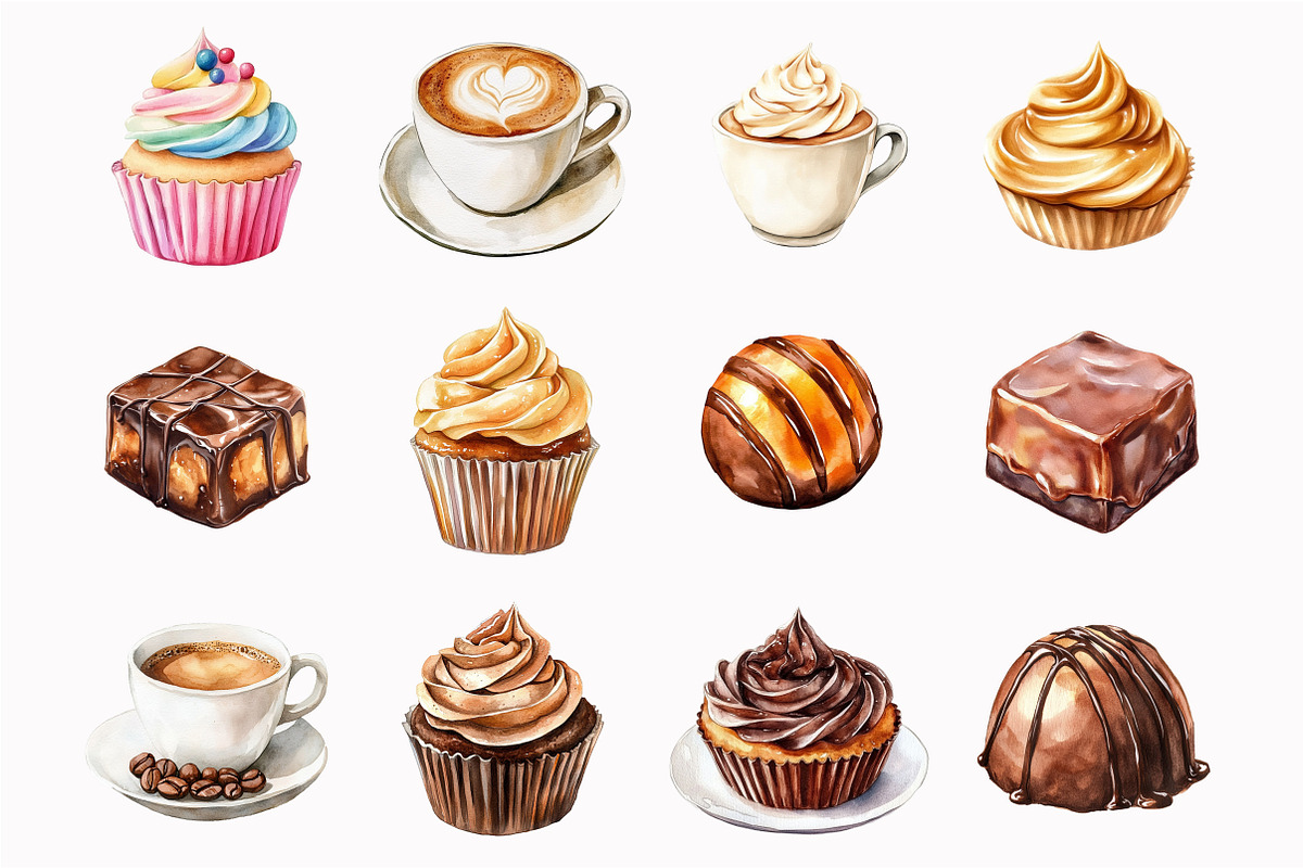 Watercolor coffee Clipart, an Illustration by Design Market (Photo 5 of 5)