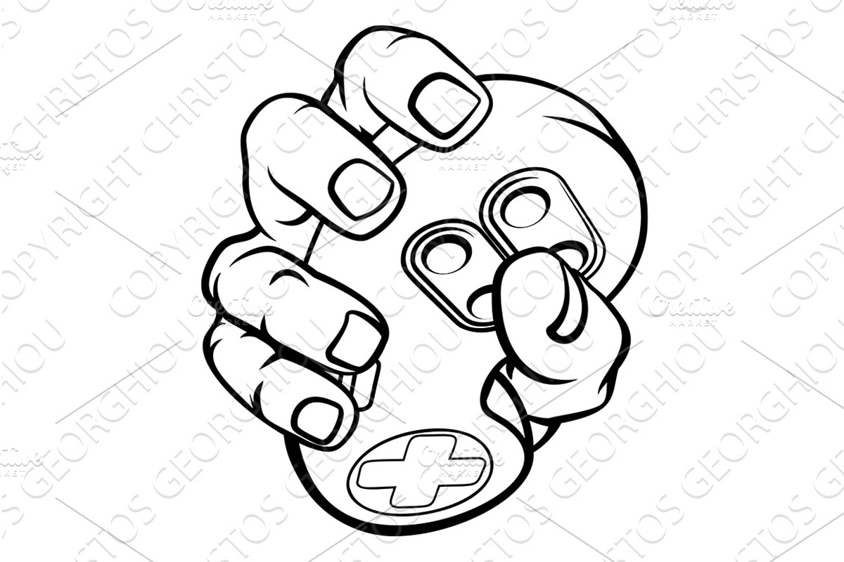 Gamer Hand Holding Video Gaming Game, a Technology Illustration by Christos Georghiou