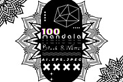 Black White Mandala Illustration Set, a Decorative Illustration by NJ Himel (Thumbnail 1 of 101)