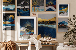 Modern golden landscape print poster