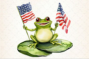 Cute Frog with Flag American Clipart, a Seasonal Illustration by Rose Art (Thumbnail 3 of 3)