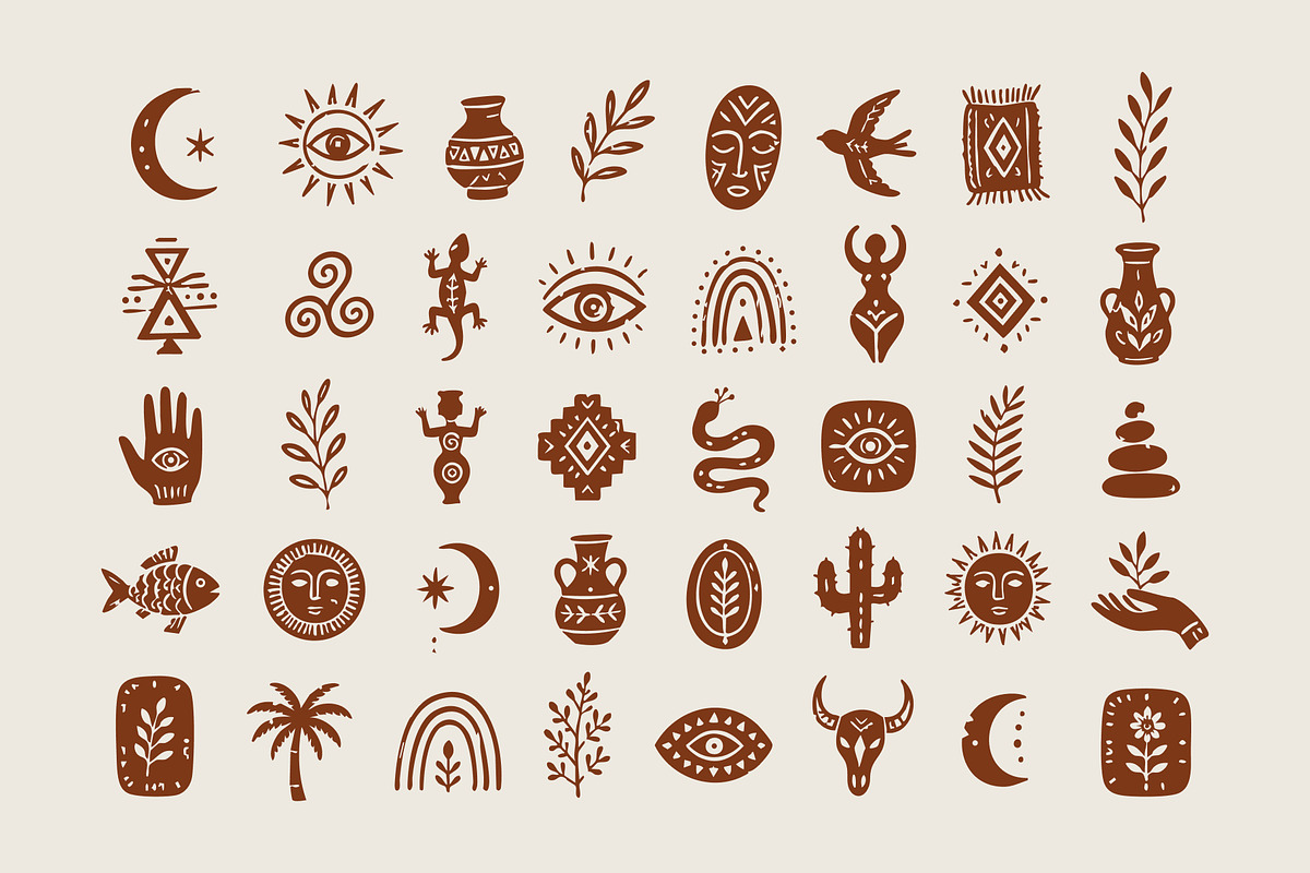 Mystic Tribal: Hand-Drawn Symbols, a Decorative Illustration by VectorBird (Photo 2 of 7)