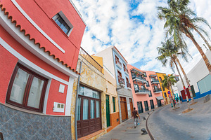 Tourist walking on colorful street in Puerto de la Cruz Tenerife, a Photo by Pictures for you!!!!!!!!!