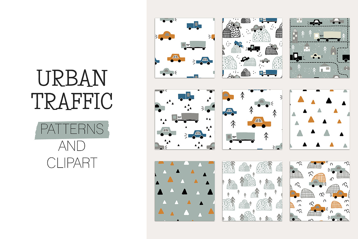 Urban traffic. Patterns pack, a Pattern Graphic by Alina Karpenko (Photo 1 of 8)
