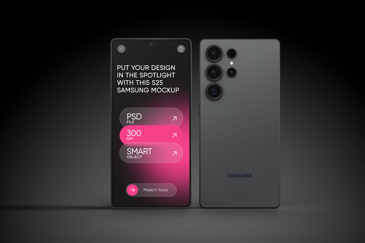 Samsung Galaxy S25 Mockup, a Device Mockup by Mockupdaddy (Photo 4 of 23)