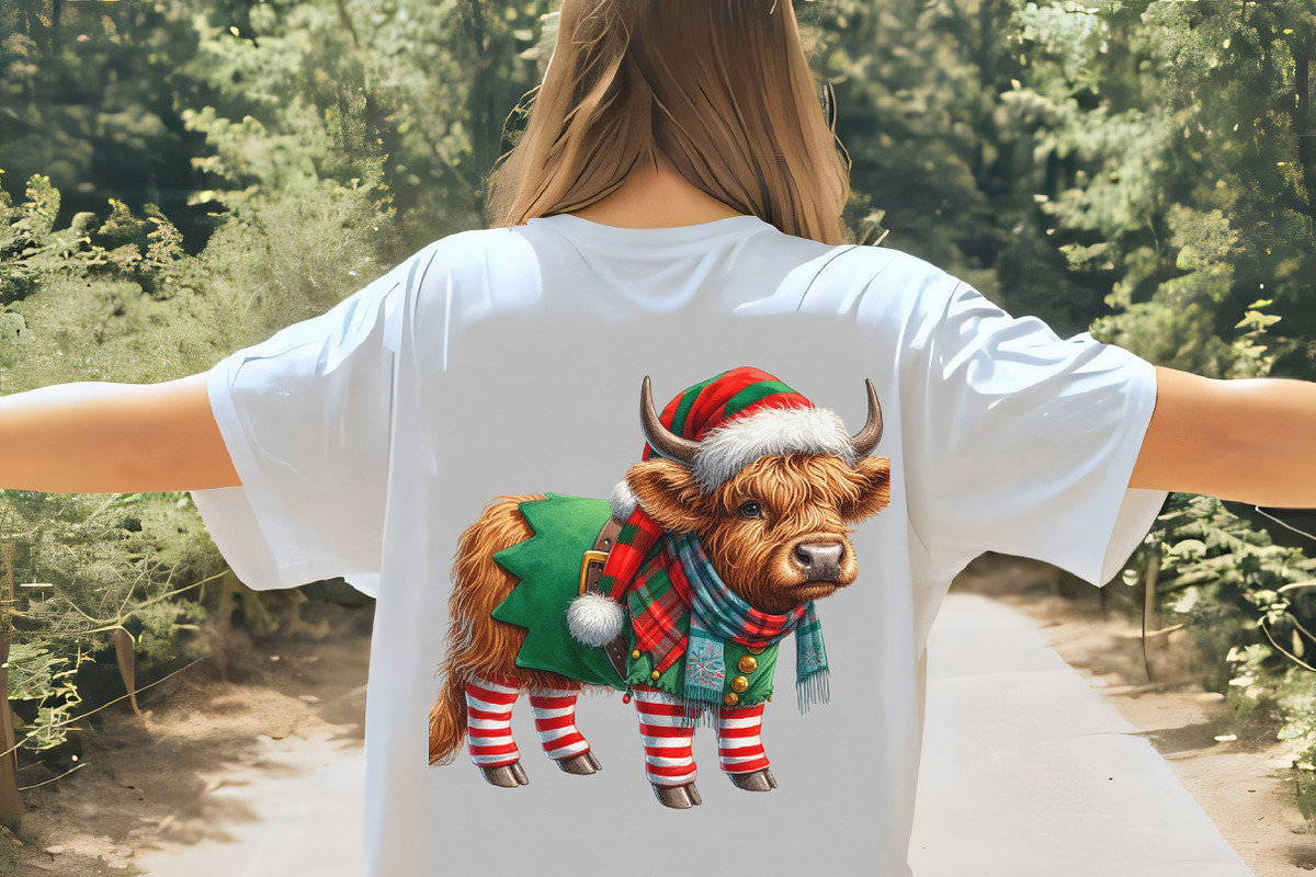 Cute Christmas Highland Cow Clipart, an Illustration by CrexoraLab (Photo 5 of 5)