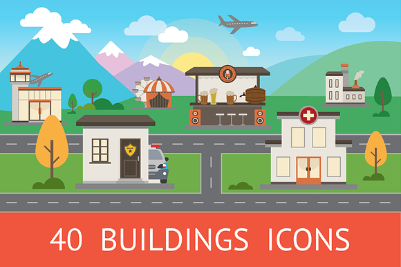 City Buildings Vector Icon Set
