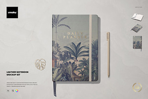 Leather Notebook Mockup Set, a Merchandise Mockup by creatsy5