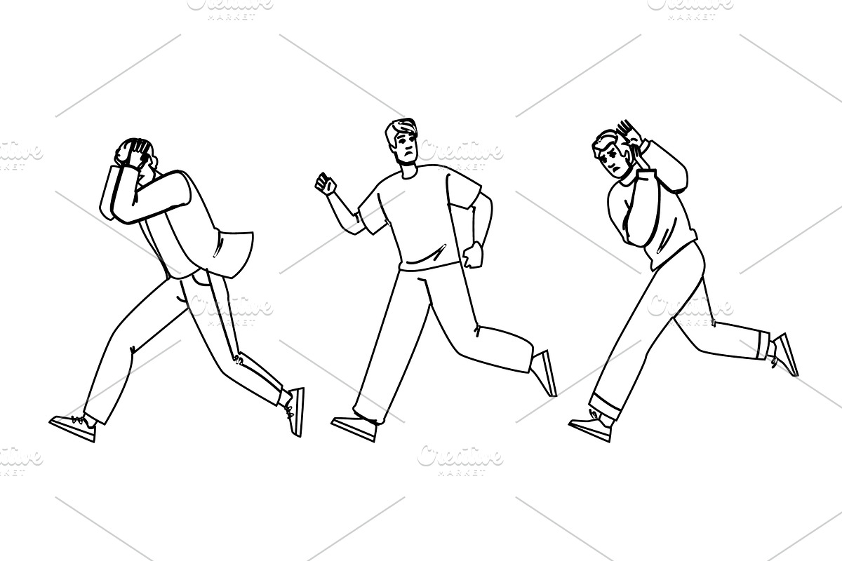 terror frightened man vector, a Person Illustration by pikepicture