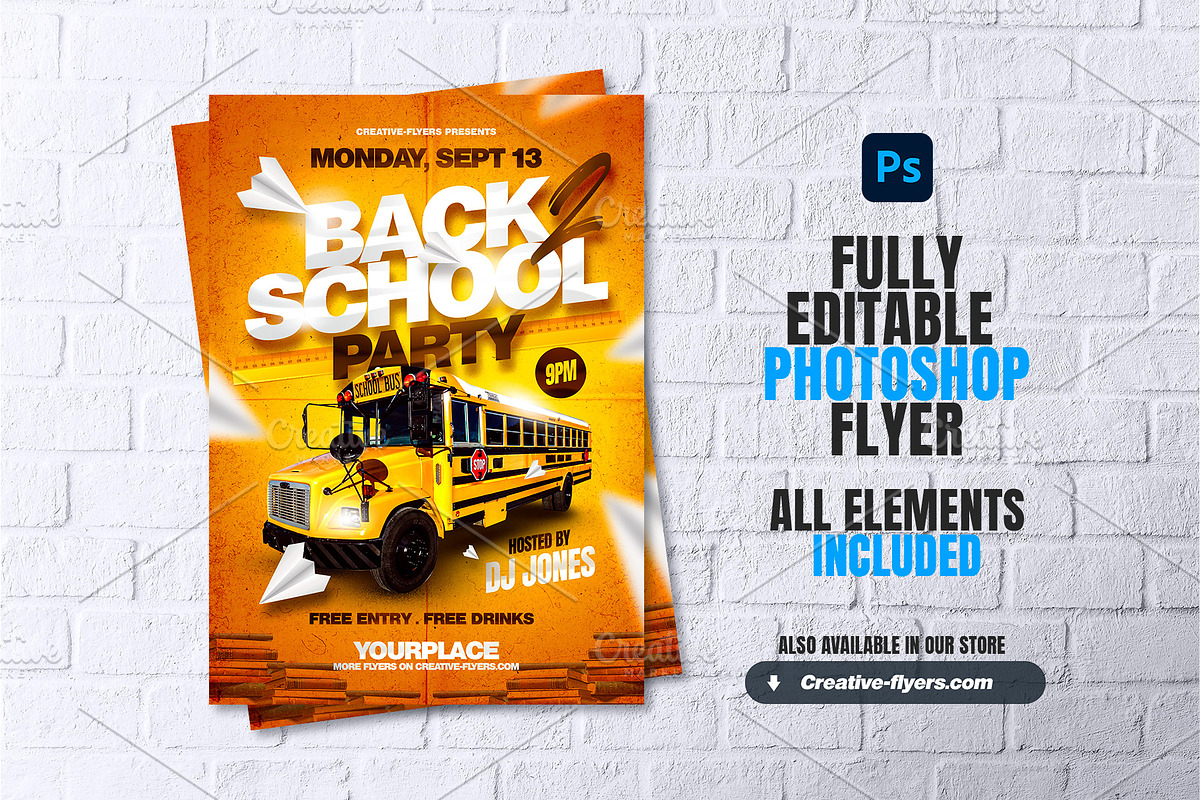 Back to School Flyer, a Design Template by Rome B Creation, image size:1200x800