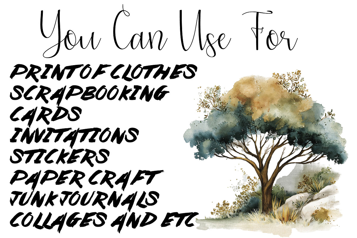 Neutral watercolor tree clipart set, an Object Illustration by DreamCafeArt (Photo 6 of 6)