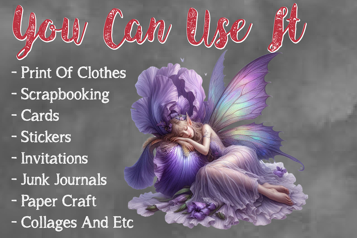 Watercolor Sleeping Fairy Clipart, a Seasonal Illustration by Craft Nest (Photo 3 of 6)