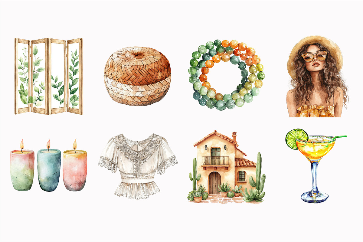 Watercolor 70'S Vibes Clipart, an Illustration by Design Market (Photo 4 of 4)