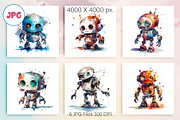 Cute Watercolor Robots. TShirt, an Animal Illustration by KENO Mascots (Thumbnail 4 of 8)