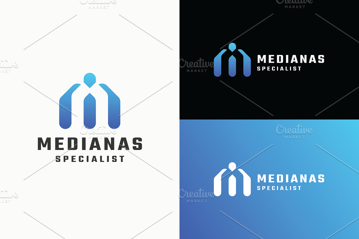 Abstract Human Figure M Letter Logo