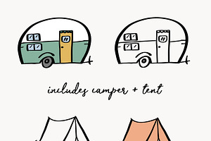 Camping Clip Art - Outdoors Doodles