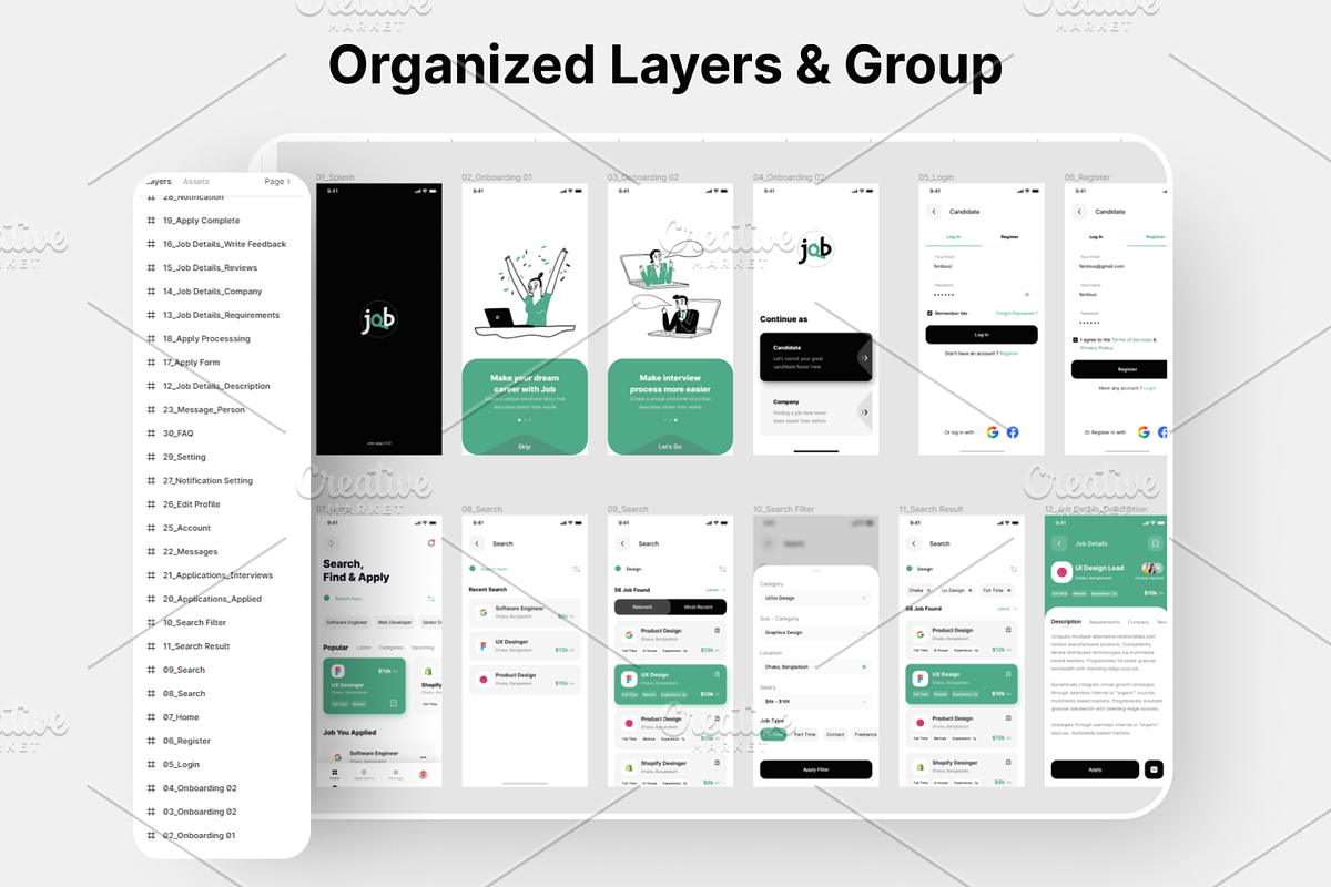 JQB - Job Finding App Figma Template, an App Template by Pixency (Photo 4 of 6)