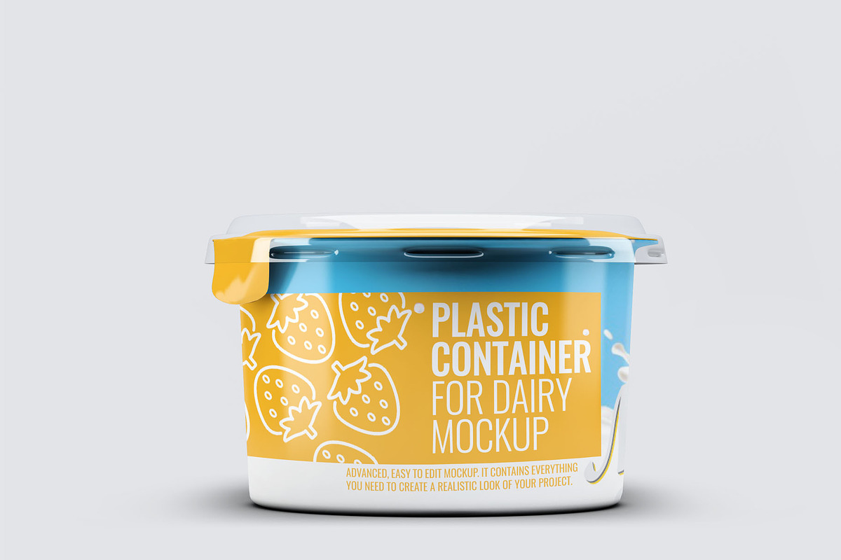 Plastic Container for Dairy Mockup, a Packaging Mockup by Xtrahive (Photo 2 of 2)