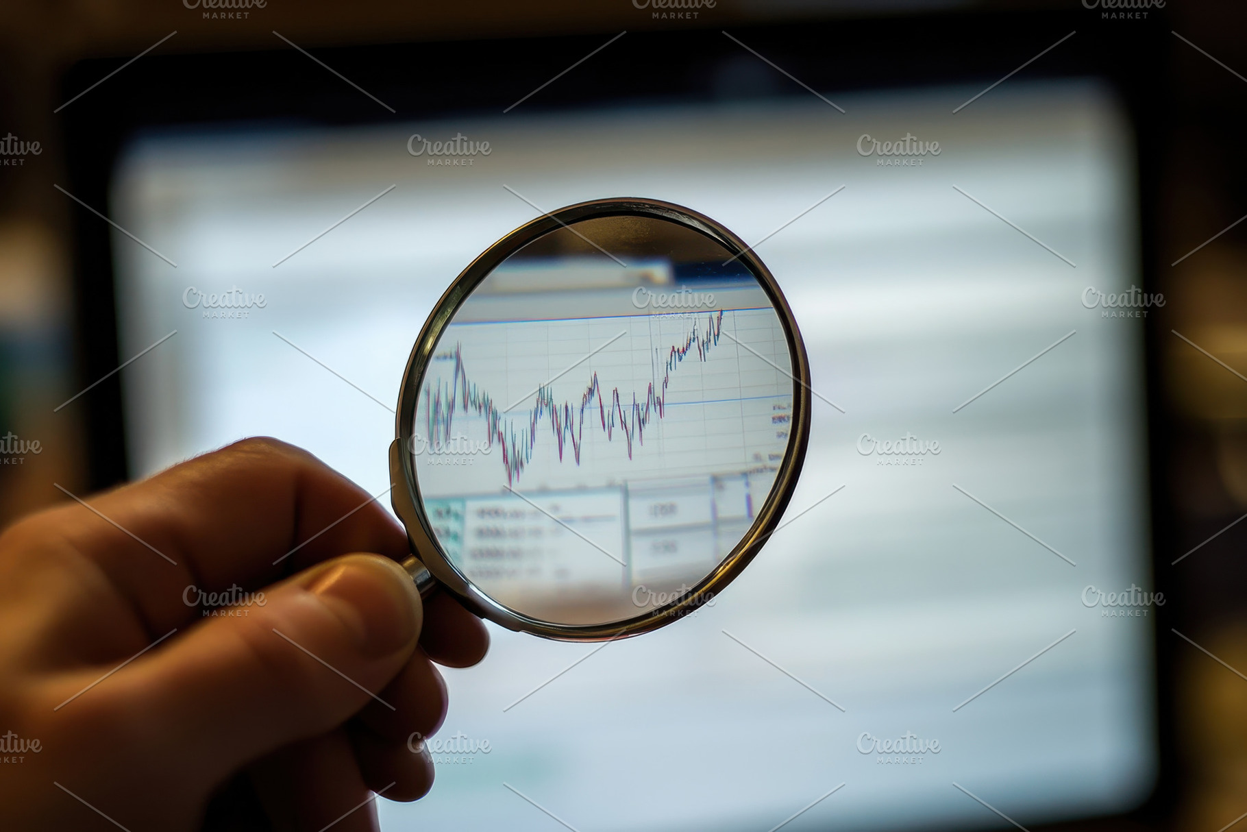 Analyzing stock market trends throug, a Photo by Tanuart