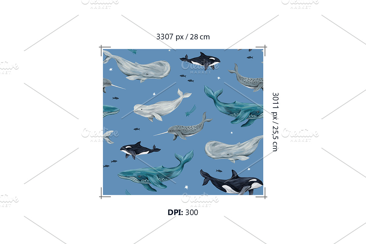 Whale pattern, a Pattern Graphic by 13 RAPPORTS I Lena Nesmi (Photo 6 of 8)
