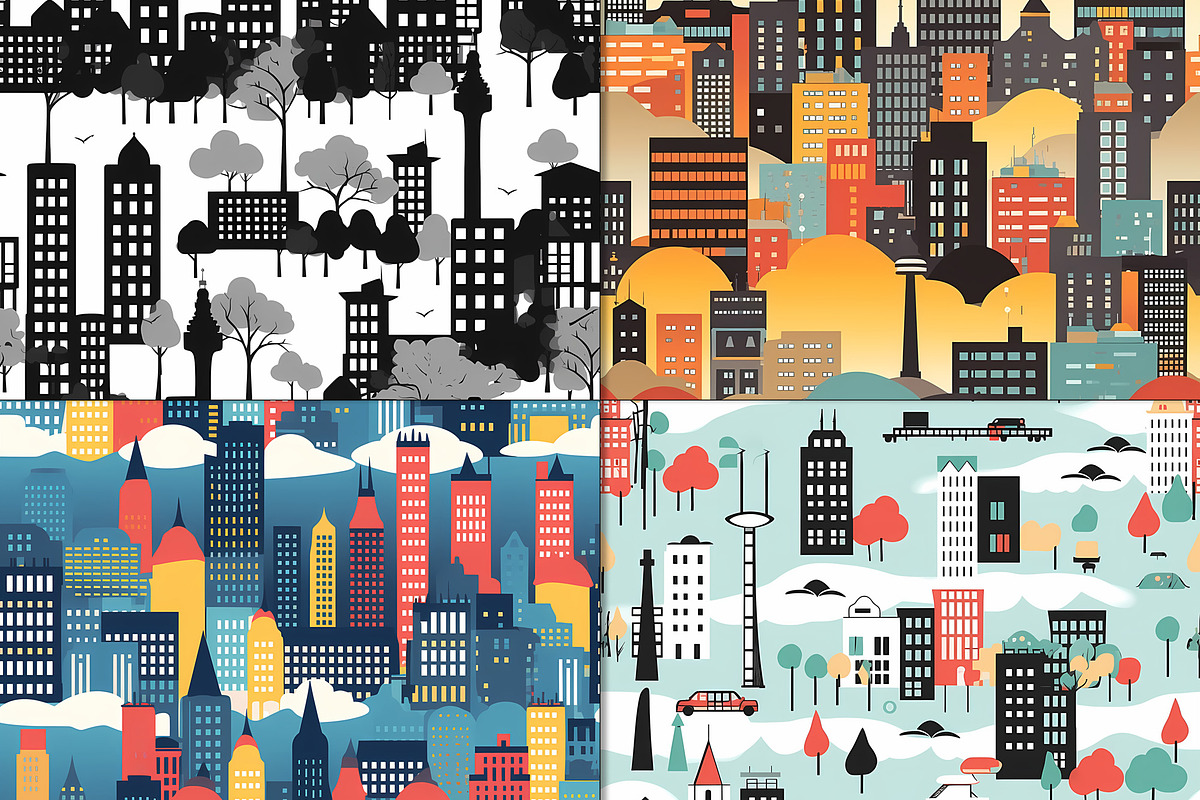 20 Seamless Cityscape Silhouettes, a Pattern Graphic by Nordic Design (Photo 8 of 9)