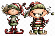 Christmas Cartoon Funny Elf Clipart, an Illustration by cherrydesign (Thumbnail 2 of 3)