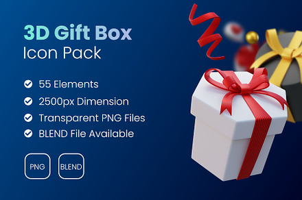 3d Gift Box - Icon Pack, an Icon by pujimaru