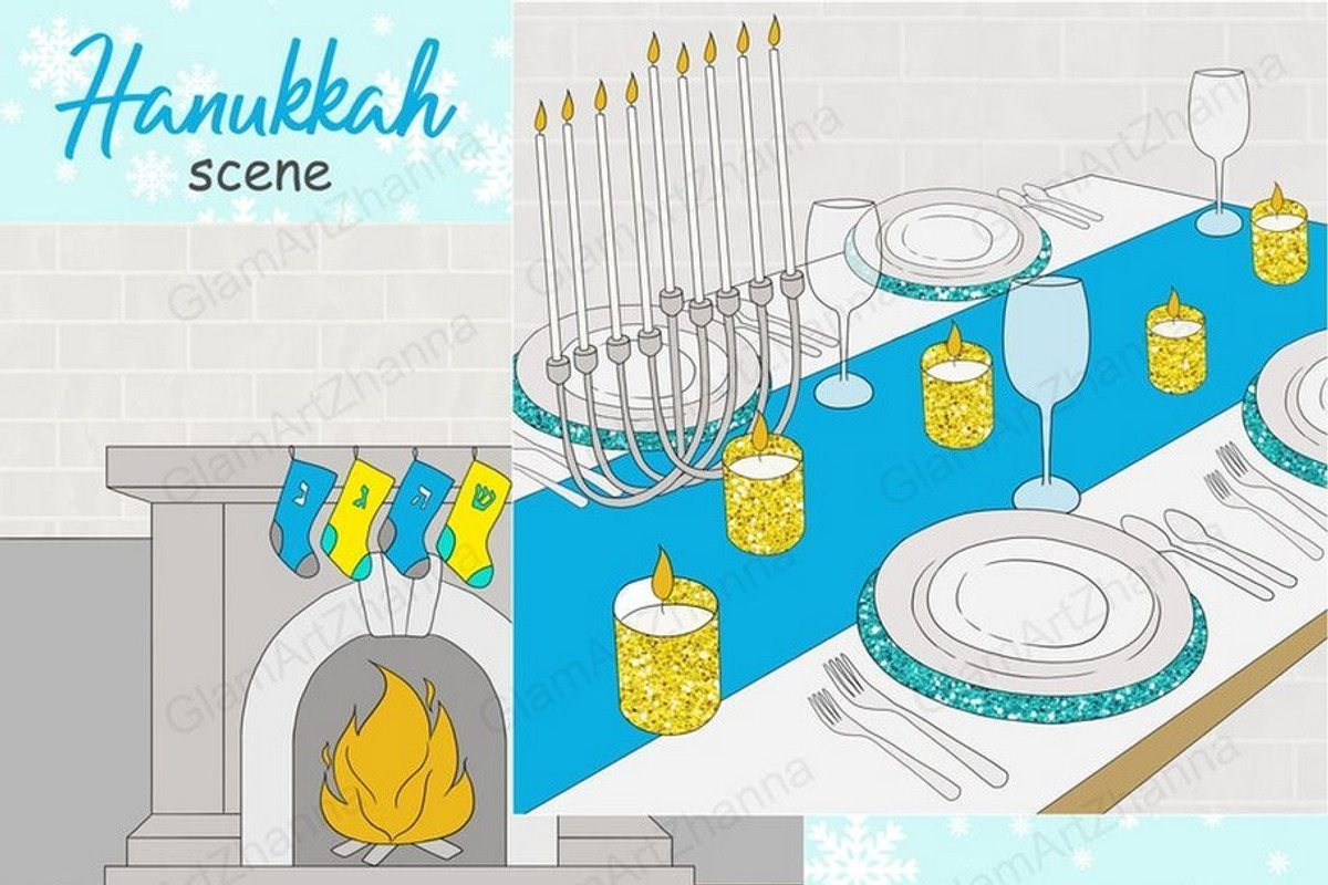 Hanukkah Scene, a Seasonal Illustration by GlamArtZhanna (Photo 3 of 3)