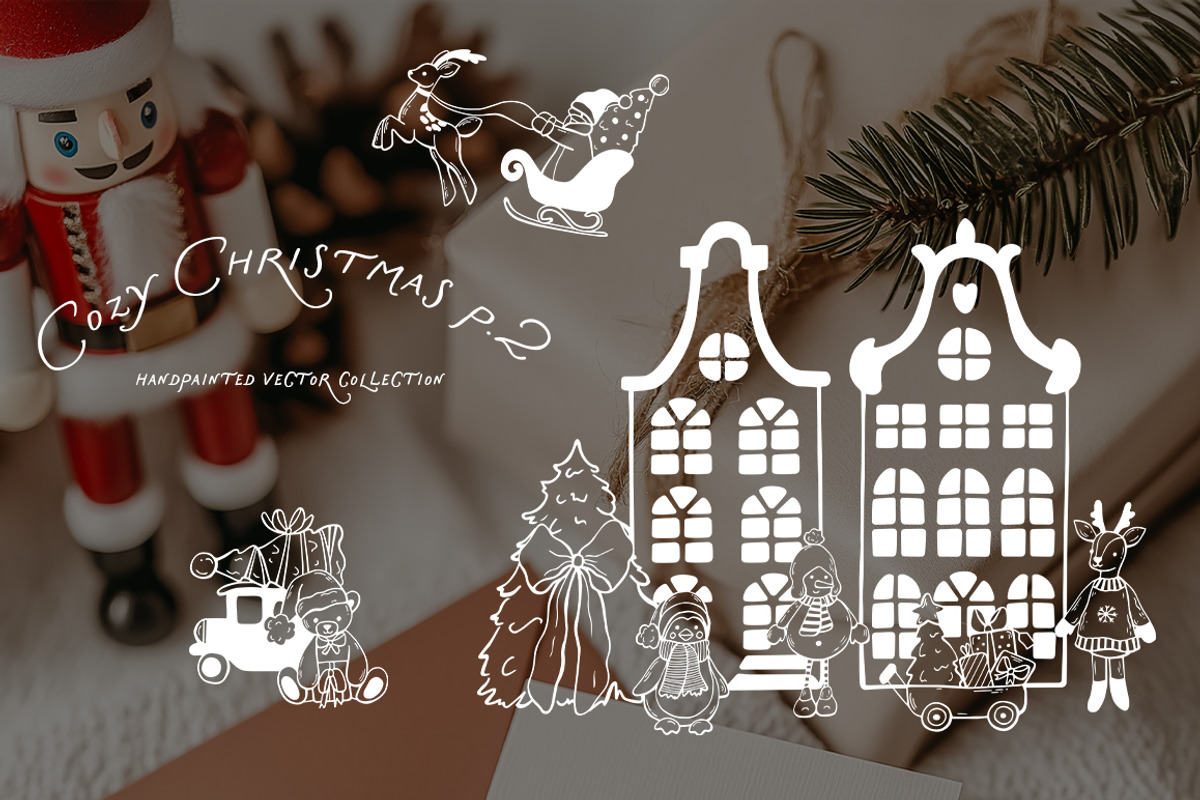 Whimsical Set Cozy Christmas p.2, a Seasonal Illustration by ViktoriyaD (Photo 2 of 25)