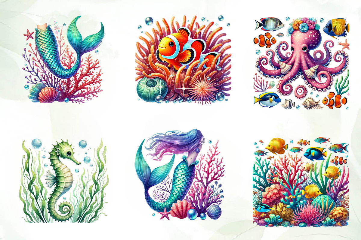 Undersea watercolor clipart, an Illustration by CreationArt (Photo 2 of 5)