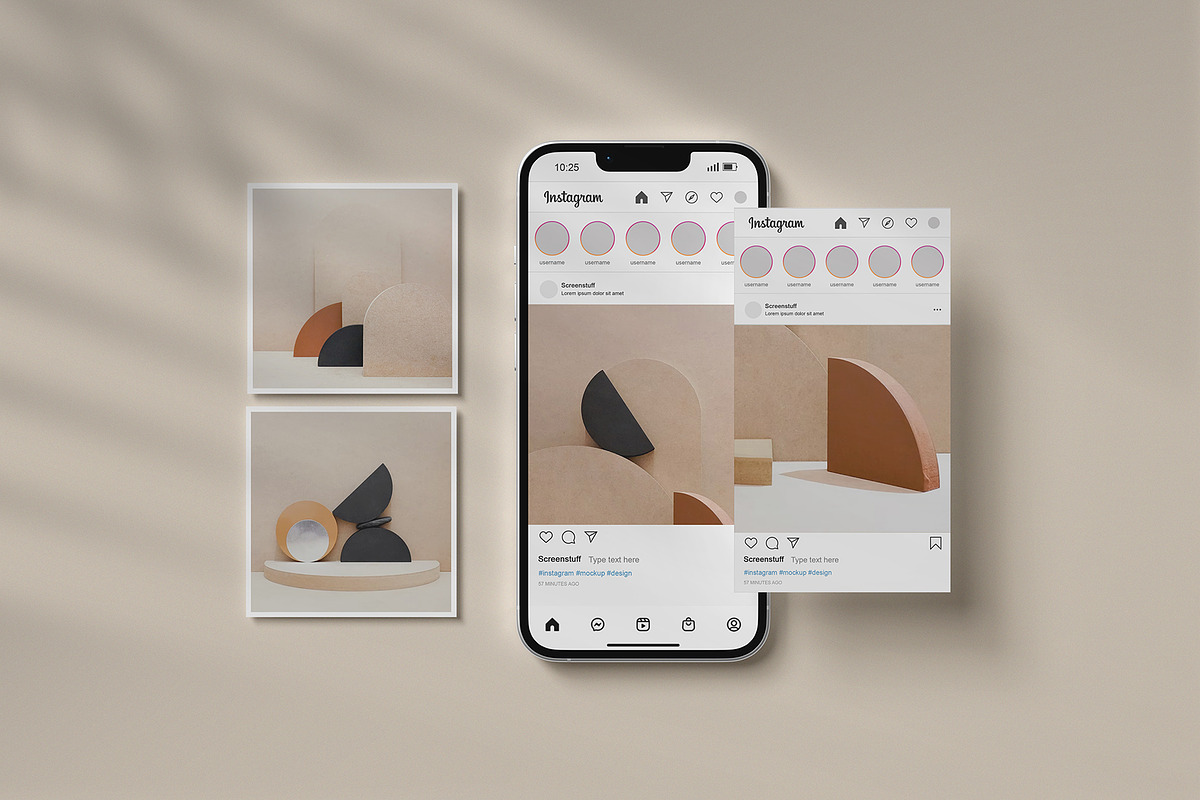 Instagram Post and Stories Mockup, a Device Mockup by graphicstuff.std (Photo 3 of 10)