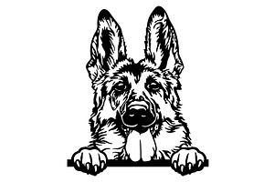 German Shepherd Dog - Peeking Dog, an Animal Illustration by Digital-Clipart