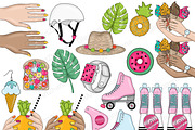 Bright Summer Clipart, a Seasonal Illustration by GlamArtZhanna (Thumbnail 2 of 4)