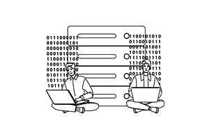 software coding database vector, a Technology Illustration by pikepicture
