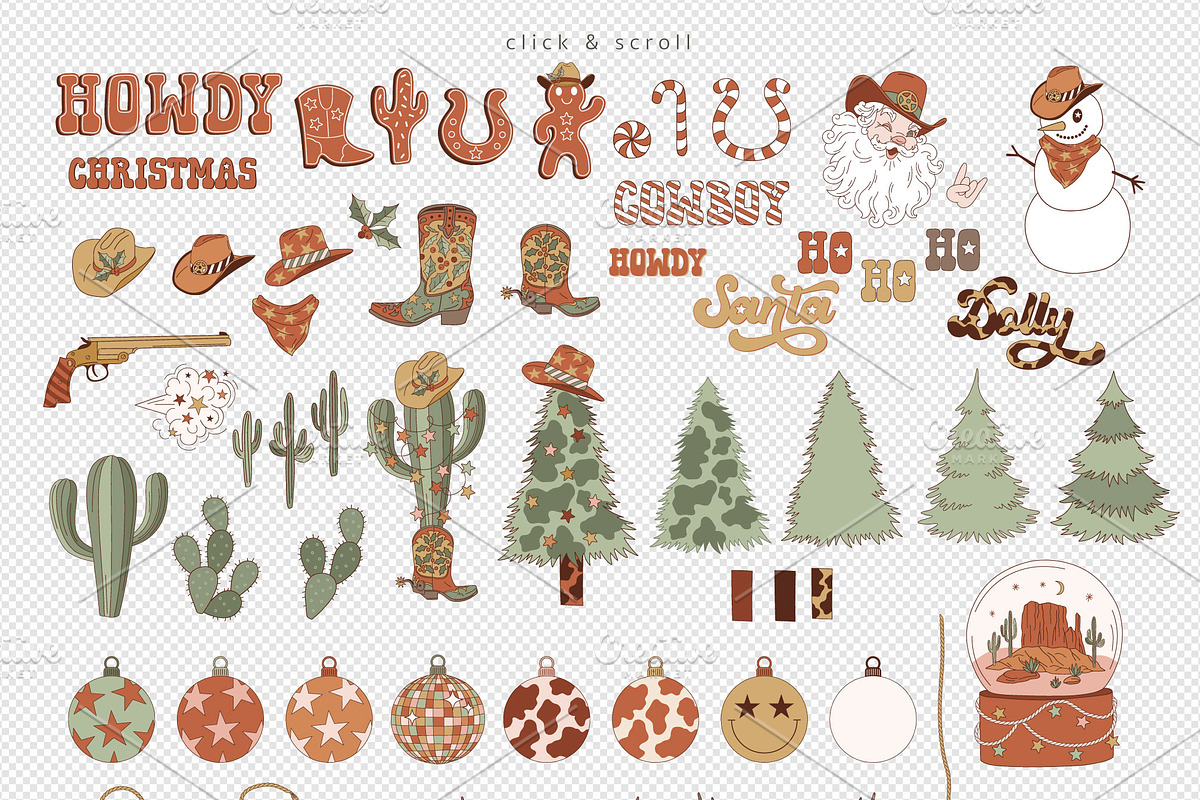 Western Howdy Christmas clipart set, an Object Graphic by @olga.angelloz (Photo 2 of 2)