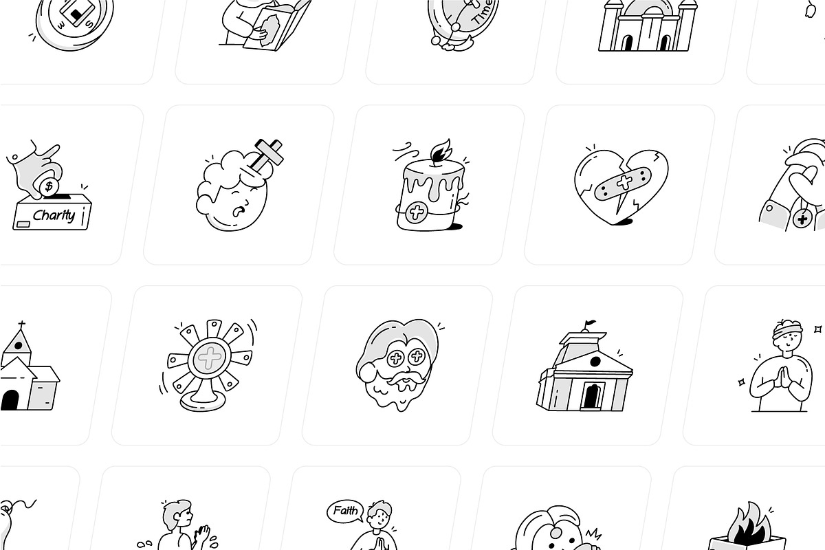 Prayer Doodle Icons Collection, an Outline Icon by Vectors Market (Photo 8 of 10)