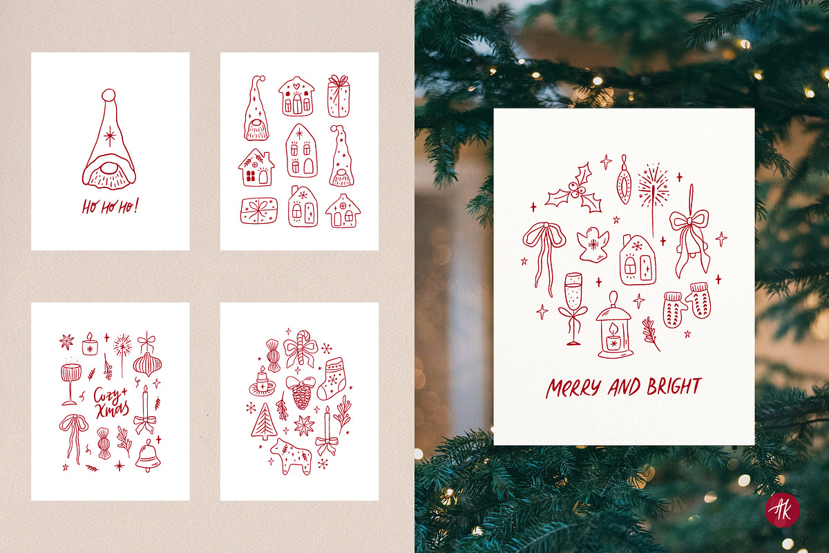 Christmas Hand Drawn Doodles Set, an Object Graphic by Alena Koval (Photo 13 of 18)