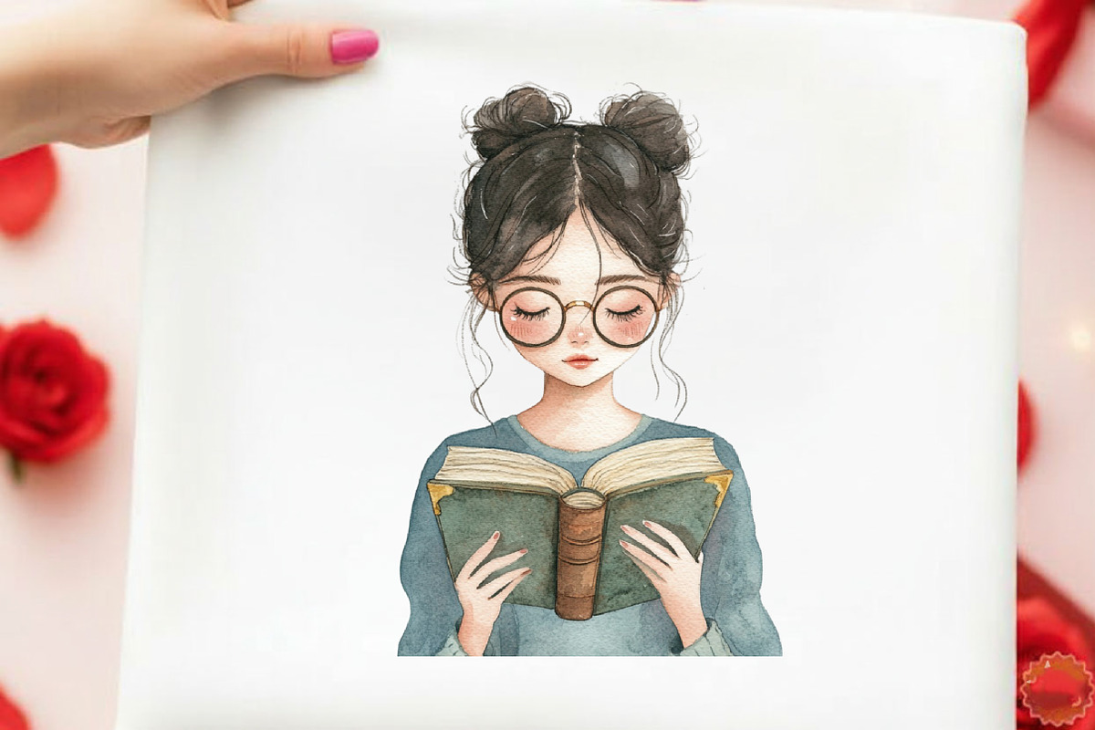 Book Girl and Library Sublimation, an Illustration by designcity5 (Photo 4 of 5)