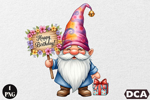 Happy Birthday Gnome PNG, an Illustration by DreamCafeArt