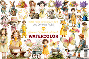 Summer Kids and Animals Clipart, an Illustration by Designworld (Thumbnail 1 of 5)