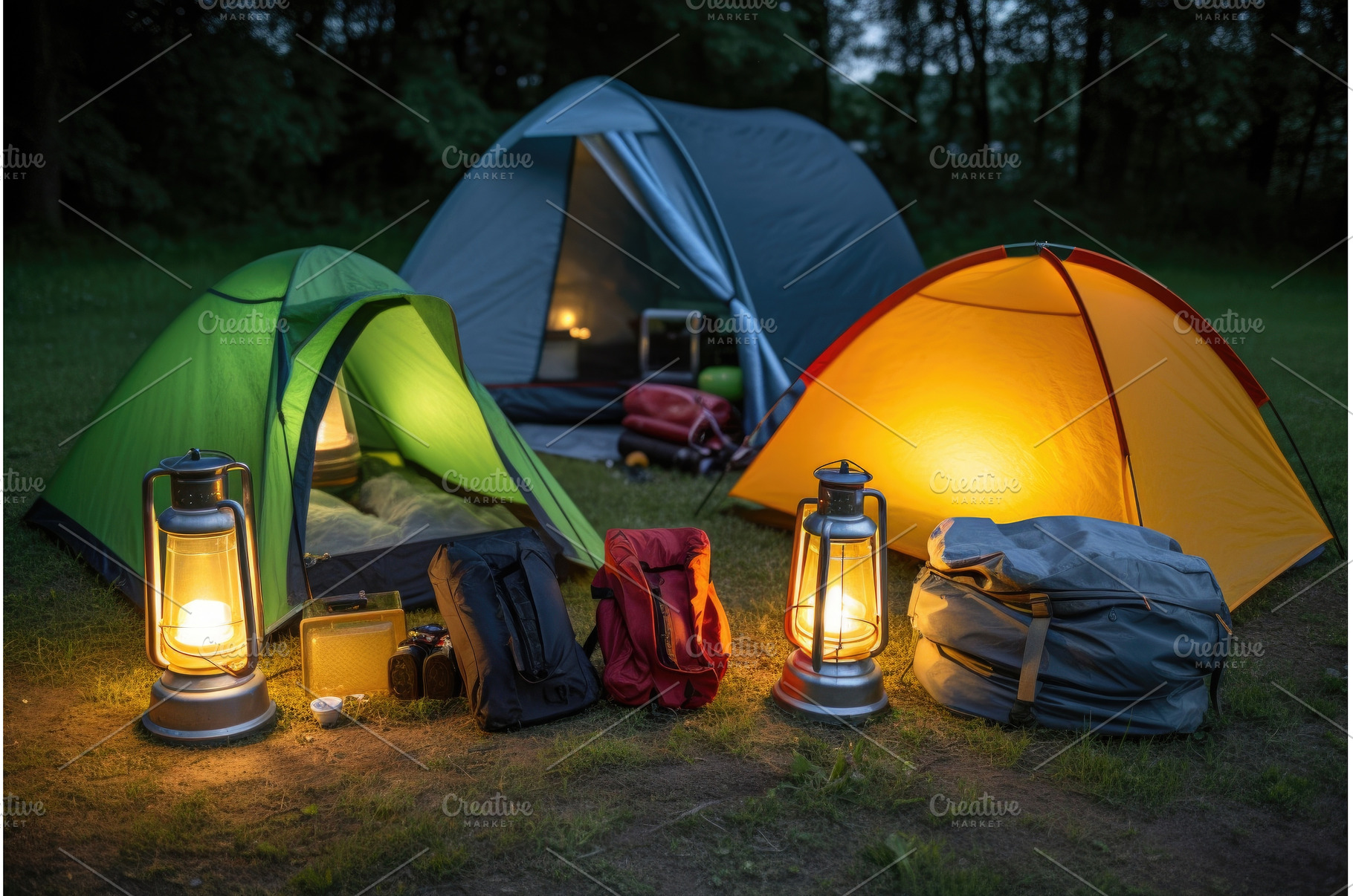 camping gear, including tents and, a Sports & Recreation Photo by Sergey Kotenev