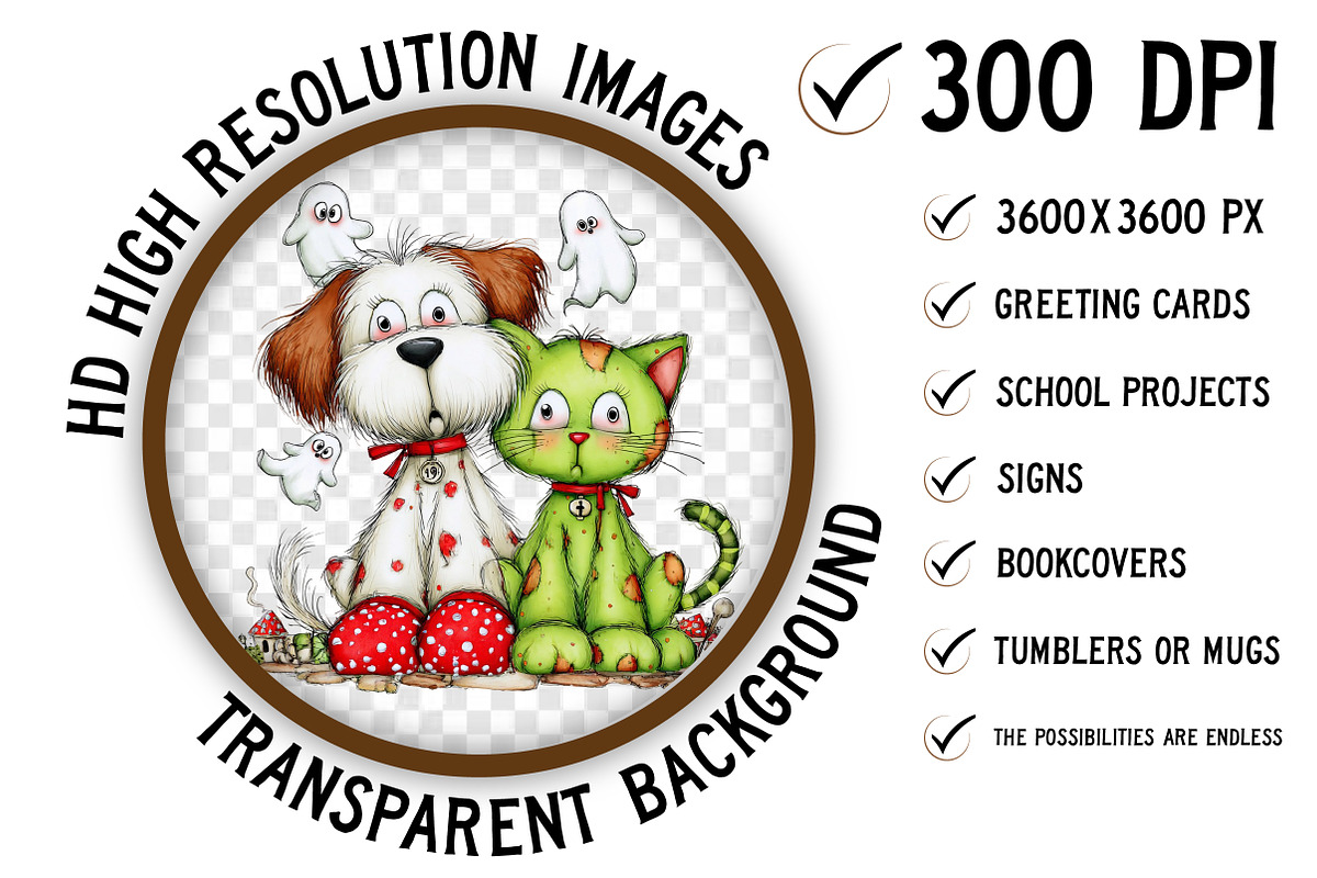 Funny Scary Dog and Cat Clipart Png, an Illustration by Craft Nest (Photo 3 of 5)