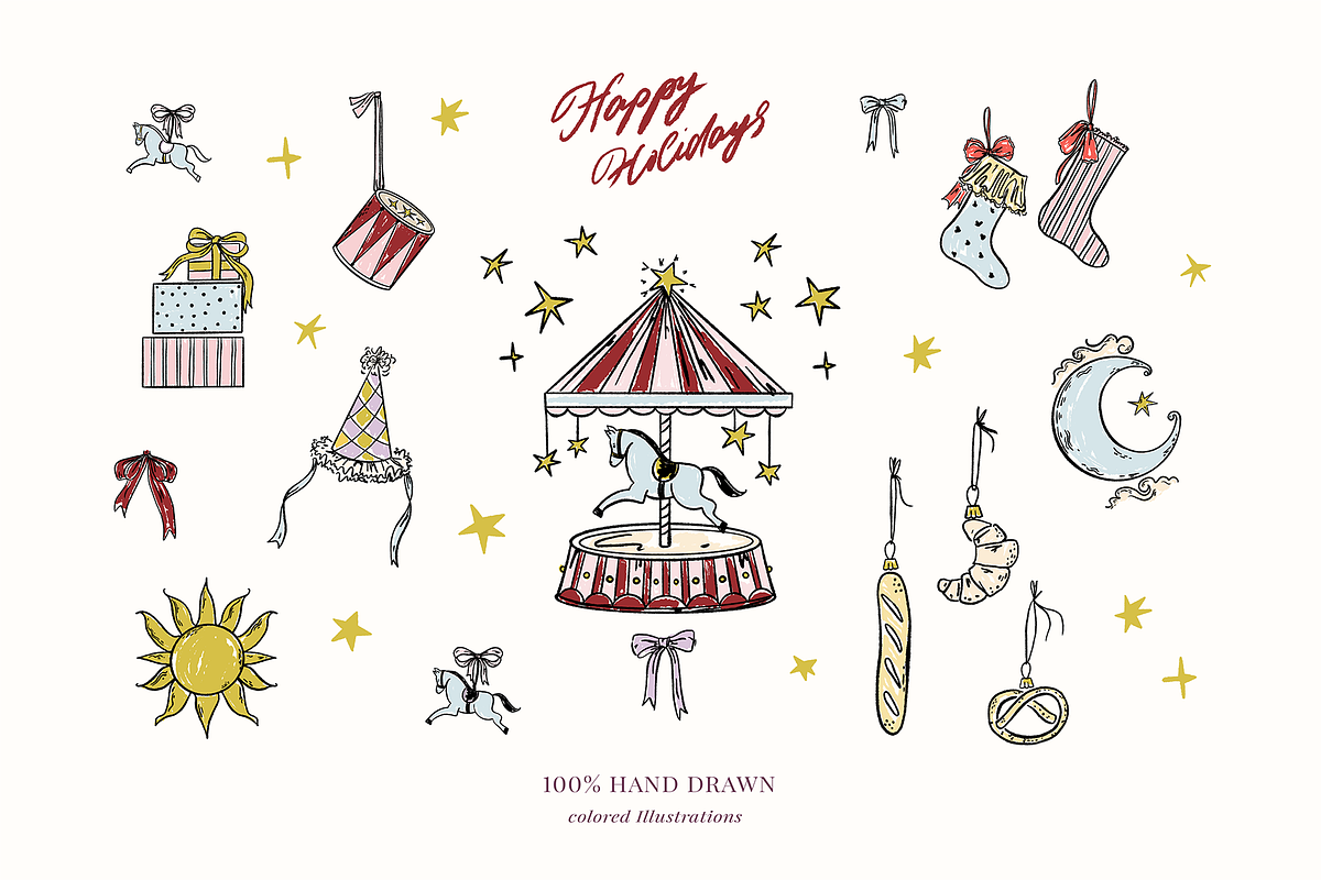 Vintage Christmas Circus art, a Decorative Illustration by Summer Nightingale Art (Photo 3 of 14)