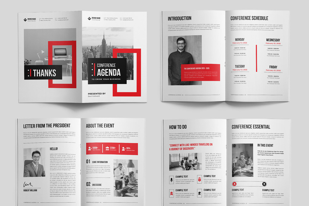 Conference Agenda Layout With Red