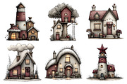Christmas Houses Clipart Bundle, an Illustration by Daily.Designs (Thumbnail 4 of 5)