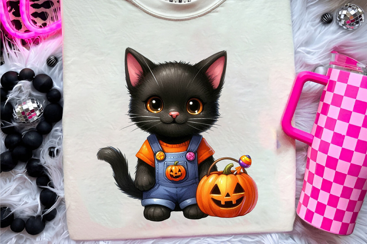 Nursery Halloween Black Cat Clipart, an Illustration by CreationArt (Photo 8 of 9)