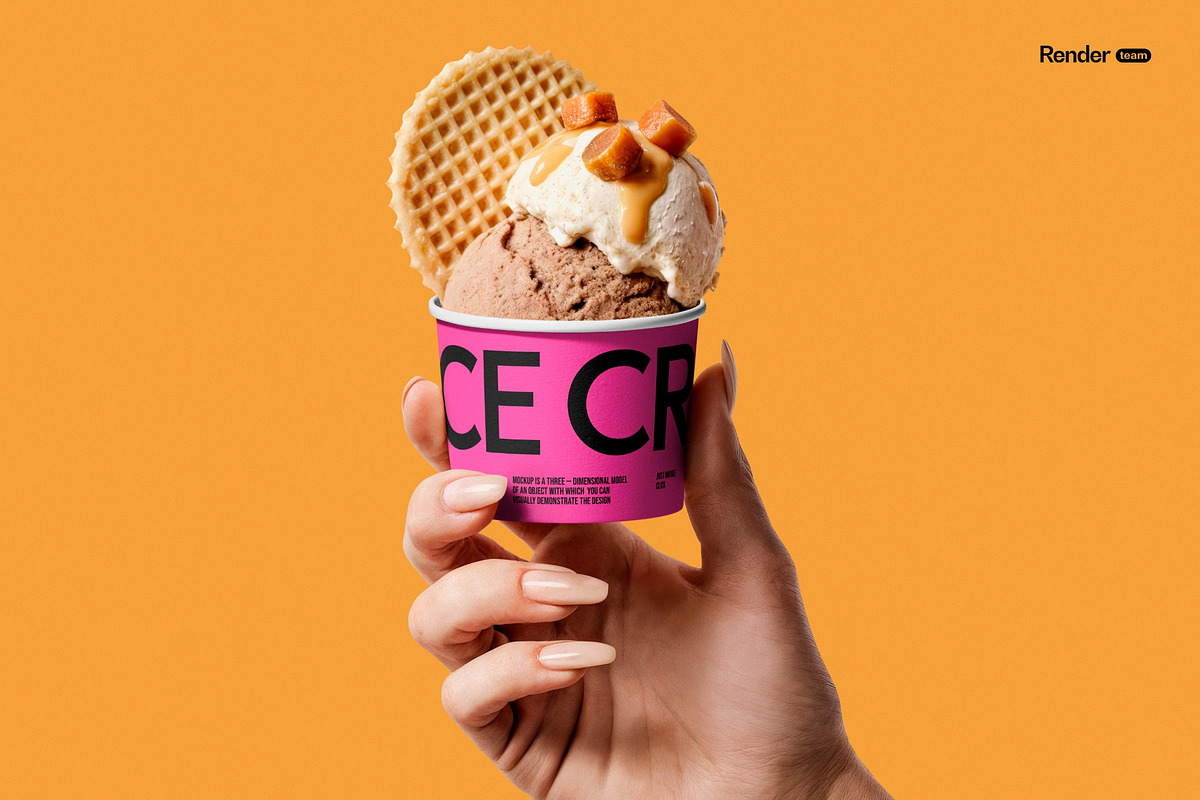 Ice Cream Cup Mockup Set, a Packaging Mockup by Renderteam (Photo 7 of 16)