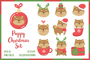Puppy Christmas Set, an Animal Illustration by Imaginasty (Thumbnail 1 of 3)