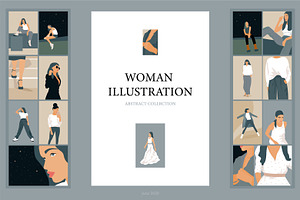 Woman illustration, vector set.