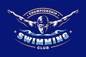 Swimming logo, emblem collection